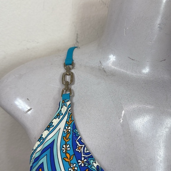 (B3) Trina Turk Orange and Blue Bikini Top, size 4 - Picture 3 of 12